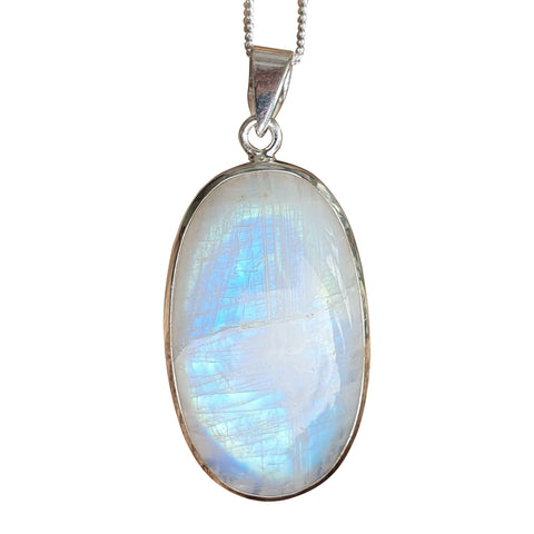 Serene Moonstone Silver Pendant and Chain