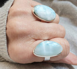 Carribean Blue Larimar Silver Ring