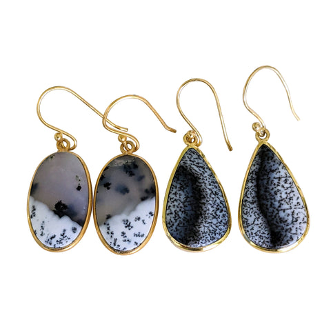 Gold Plated Silver Merlinite Earrings