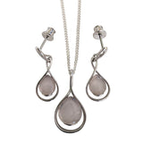 Pique Rose Quartz Silver PENDANT and Chain