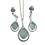 Crescent Aqua Agate Silver EARRINGS