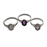 Intricate Gemstone Silver Ring