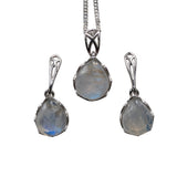 Fretted Moonstone Silver EARRINGS