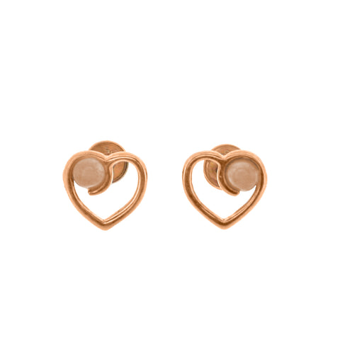 Rose Quartz Rose Gold Heart Studs