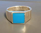 Men's SiverSignet Ring with Square Gemstone
