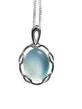 Gossamer Aqua Agate Silver Pendant and Chain