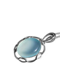 Gossamer Aqua Agate Silver Pendant and Chain