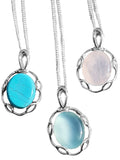 Gossamer Aqua Agate Silver Pendant and Chain