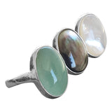 Pacific Grey Paua Shell Silver Rings
