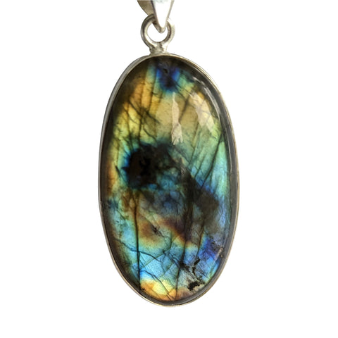 Twilight Labradorite Silver Pendant and Chain