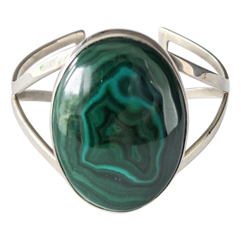 Demeter  Malachite Silver Cuff Bangle