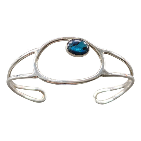 Orbital Paua Shell Silver Bangle