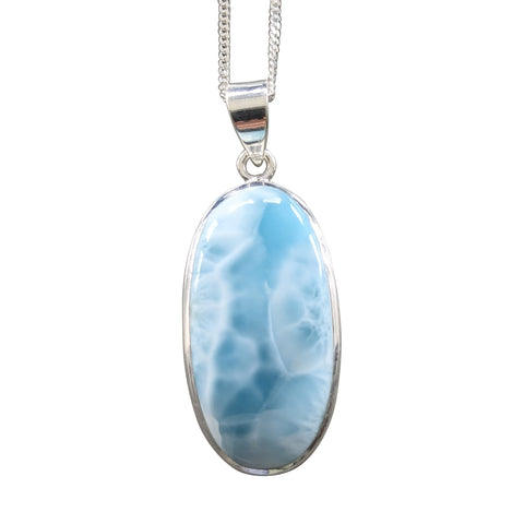 Tropical Larimar Silver Pendant and Chain
