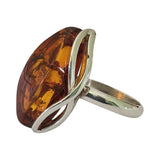 Infinity Amber Silver Ring