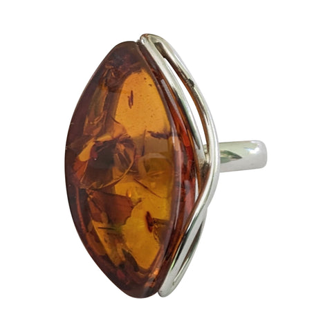 Infinity Amber Silver Ring