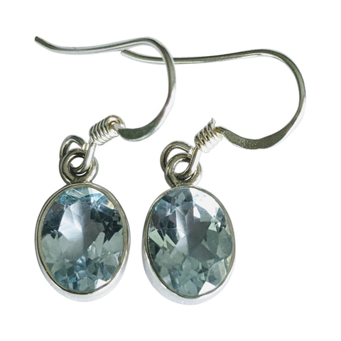 Tranquil Blue Topaz Faceted Silver Earrings