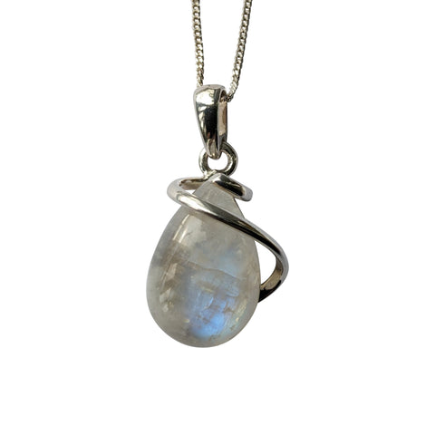 Luna Moonstone Silver Pendant and Chain