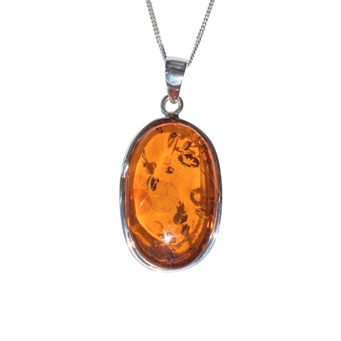 Apis Amber Silver Pendant and Chain