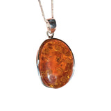 Hani Amber Silver Pendant and Chain.