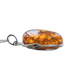 Hani Amber Silver Pendant and Chain.