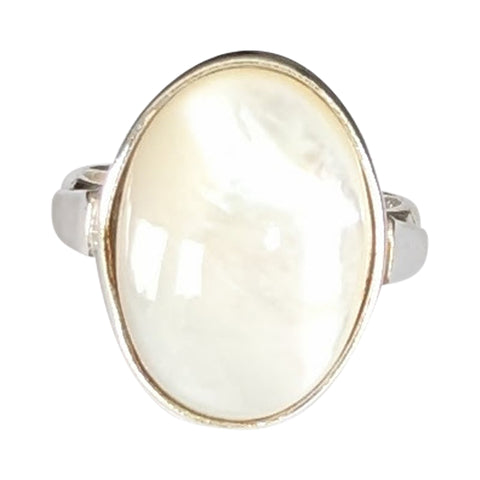 Alba White Mother of Pearl Silver Rings