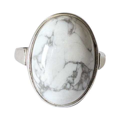 Howlite Classic Silver Rings