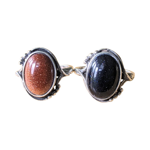 Organic Goldstone Silver Rings