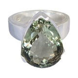 Kijani Faceted Green Amethyst Silver Ring