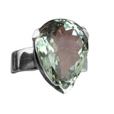 Kijani Faceted Green Amethyst Silver Ring