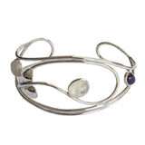 Florence Moonstone and Amethyst Silver Bangle