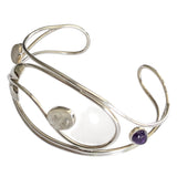 Florence Moonstone and Amethyst Silver Bangle