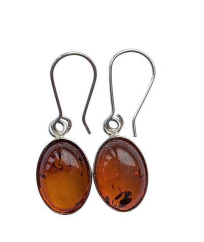 Dewy Cognac Amber Silver Earrings
