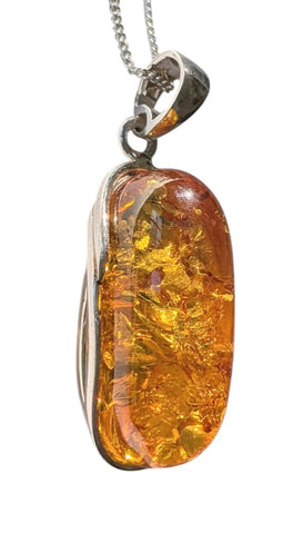 Igolide Amber Silver Pendant and Chain