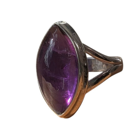 Marquise Amethyst Silver Ring