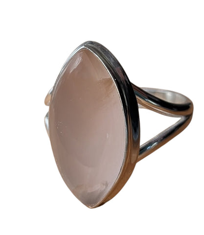 Marquise Rose Quartz Silver Ring