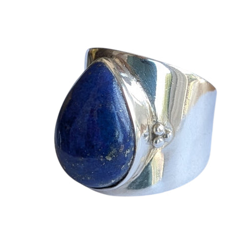 Tapered Lapis Lazuli Silver  Ring
