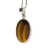Feles Tiger`s Eye Silver Pendant and Chain
