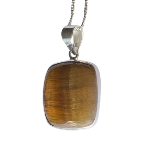 Ngeru Tiger`s Eye Silver Pendant and Chain