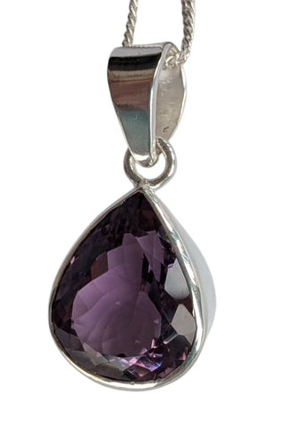 Krolewski Faceted Amethyst Silver Pendant and Chain