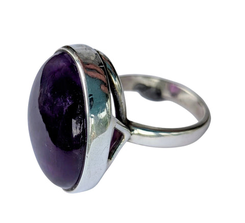 Amethyst Silver Abstract Ring