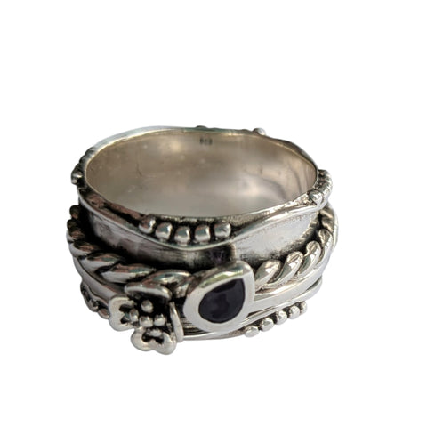Droplet Amethyst silver Spinning ring