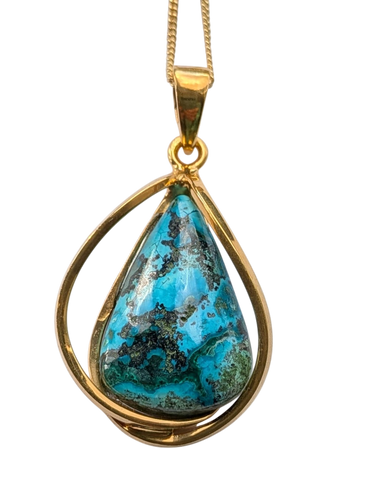 Jakaranda 9ct Gold Plated Silver Azurmalachite Pendant and Chain