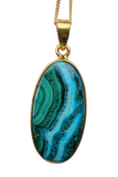 Baobab Azurmalachite Silver 9ct Gold Plate Pendant and Chain