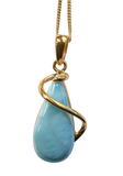 Oram Larimar silver 9ct gold plated Pendant and Chain