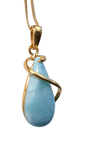 Oram Larimar silver 9ct gold plated Pendant and Chain
