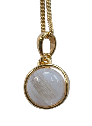 Nychta Moonstone Silver 9ct gold plated Pendant and Chain