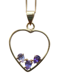 Faceted Amethyst Silver 9ct gold plated pendant and chain