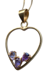 Faceted Amethyst Silver 9ct gold plated pendant and chain