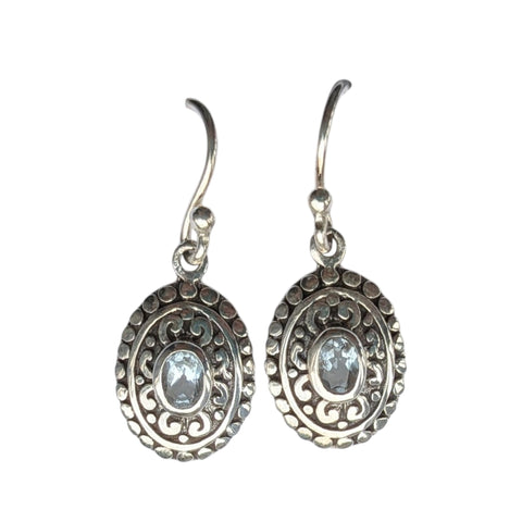 Pacific Blue Topaz Silver Earrings