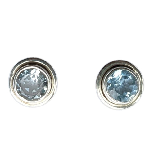 Blue Topaz Silver Stud Earrings
